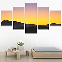 SIGNWIN 5 Panel Canvas Wall Art Sunset in The Mountains for Home Decorations Ready to Hang - 60