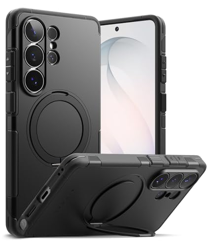 Image of Ringke Alles for Samsung Galaxy S26 Ultra Case Back Cover [Compatible with MagSafe] [360 Rotatable Magnetic Stand] PC Premium Heavy-Duty Rugged with Full Camera Protection - Black