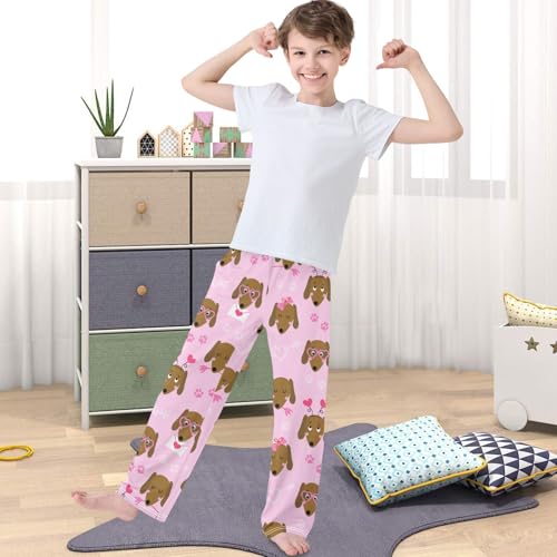 Boy's Pants Funny Dachshund Dog Poster Jogger Pants Elastic Waist Long Bottoms Trousers with Pockets 6-14 Years4