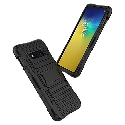 Samsung Galaxy S10E Case With Cross Body Strap And Stand, 2 In 1 Shockproof Hybrid Hard Pc & Soft Rubber, Crossbody Lanyard Perfect For Go Outside And Kid Elderly,Black #TOP6