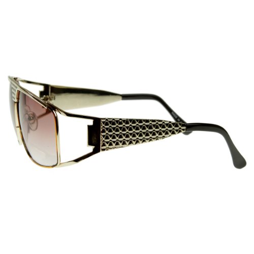 zeroUV Large King of Rock Rock & Roll TCB Aviator Sunglasses (Gold V2)3