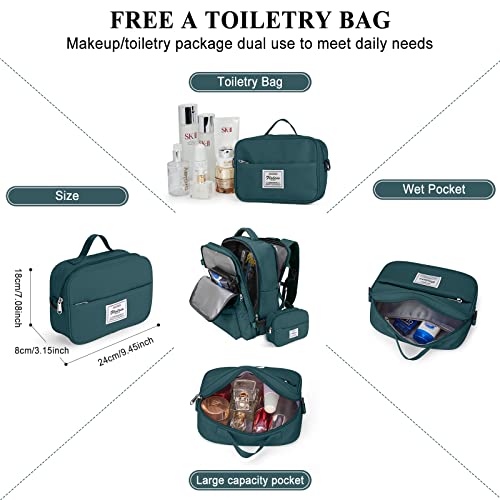 Winspansy Carry On Backpack,Travel Backpack For Women Men Airline Approved Personal Item Size Hiking Gym Backpack Weekender Casual Daypack Backpack Waterproof Bag With Shoe Compartment, Peacock Blue #TOP1
