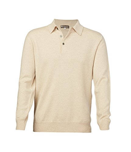 Cashmere Boutique: Men's 100% Pure Cashmere Polo Sweater (Color: Camel Brown, Size: Medium) #TOP1