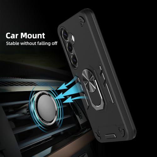 Image of NDCOM Premium Samsung S25 Back Cover | Enhanced Protection Case with Ring Holder |& Anti-Slip | BLACK