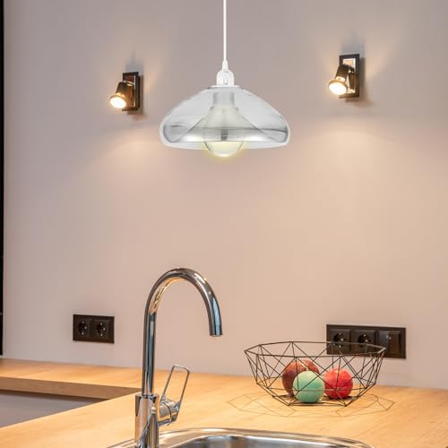 Image of Gadpiparty Ceiling Lampshade Smoke Glass Light Cover for Fixture Modern Decorative Light Shade for Dining Room Living Room Kitchen and Lighting