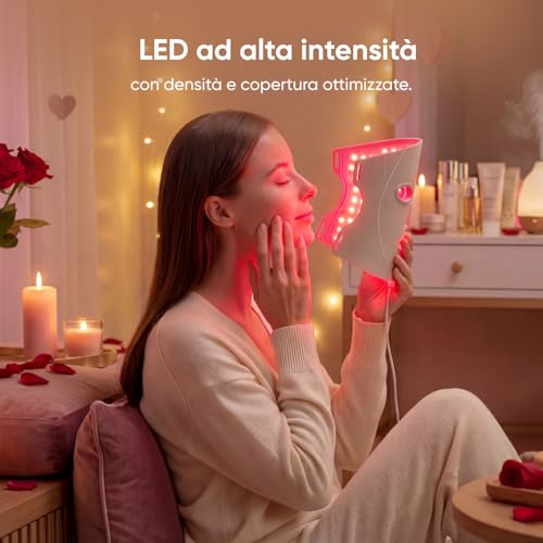 Maschera LED Viso Terapia, 7 Modalità, Fototerapia Luce Rossa Portatile con LED NIR, Silicone Morbido, Trattamento 5-10 Min, Protezione Occhi, Infrarossi Ricaricabile - Illuminazione - Immagine 2