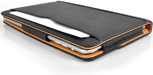 Original MAU (TM) Apple iPad Mini / iPad Mini 2 Black & Tan Leather Wallet Smart Flip Case Cover with Magnetic Sleep Wake Sensor + Free Screen Protector