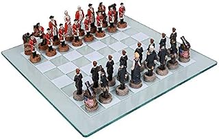 US Revolution War Chess Set with Glass Board