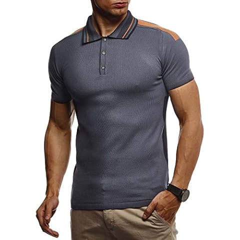 Leif Nelson Mens T-Shirt Summer Polo LN-7340 Anthracite Large Cover