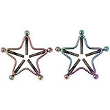 YOOJIA 1 Pair Adults Non-Piercings Nipple Shield Adjustable Body Piercing Geometric Stars Nipple Clamp Ring Body Jewelry #1 Rainbow Color One Size