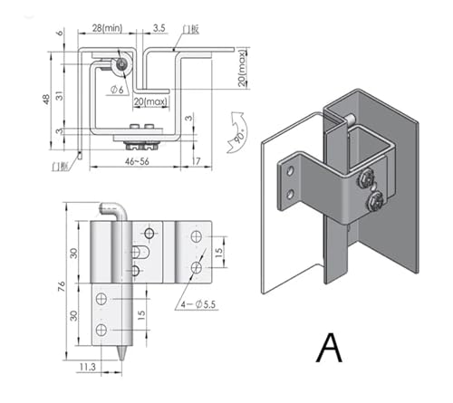 Charnière de porte d'armoire en acier pour coffret électrique de distribution