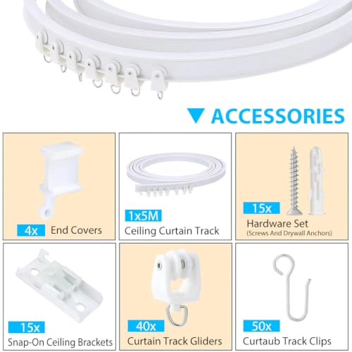 Image of HASTHIP Ceiling Curtain Track Rail with Installation Kit for Divider Use