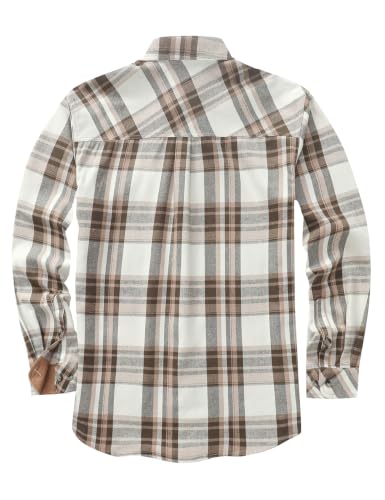 Drazivon Men's Button Down Long Sleeve Cotton Flannel Shirt Plaid White M - image 3
