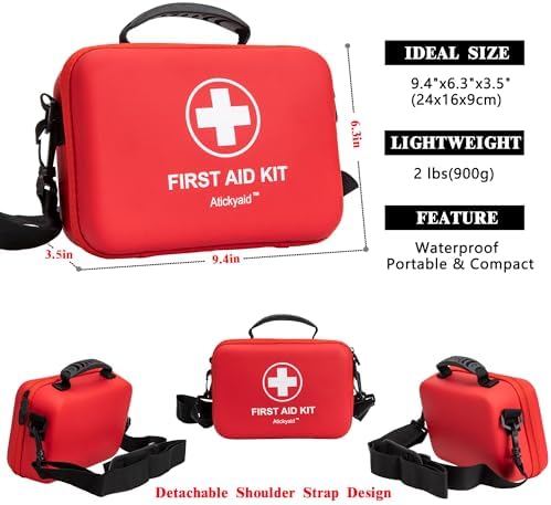 340 Piece First Aid Kit, Premium Waterproof Hard Shell Medical Kit for Car, Home, Office, Travel, Camping, Sports, Outdoor, School - Emergency First Aid Supplies and Survival Kit 2