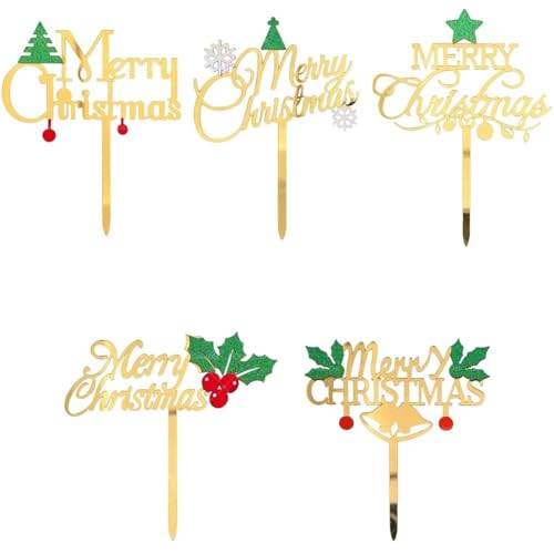 Brxmpn Adornos para Tartas Navideñas, Palillos Festivos para Cupcakes, Decoraciones Acrílicas para Tartas De Navidad, Año Nuevo, Fiestas De Cumpleaños, Accesorios para Tartas DIY