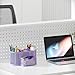 EasyPAG Mesh Pen Holder Desk Organizer with Drawer Stationery Supplies Organizer for Dorm School 9 Compartments Workspace Desk Accessories Organization for Office, Light Purple