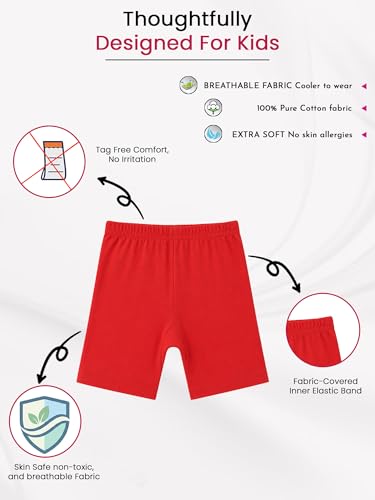 Image of BODYCARE Girls Solid Cycling Shorts | 100% Cotton Stylish, Comfortable & Durable Shorts for Girls | Pack of 3 (Color & Print May Vary)