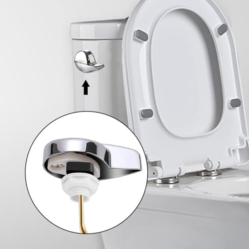 Image of 2Pack Toilet Handle Lever Flush Replacement, Universal Side Mount Toilet Flush Handle Tank Lever with 2 Pieces Stainless Steel Flapper Chains Fits Most Toilets, Chrome Finish, Easy Install