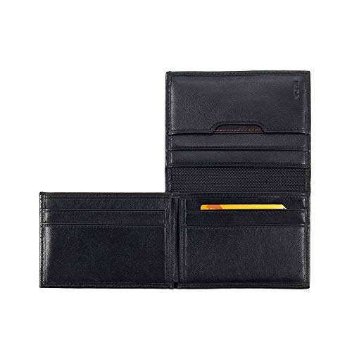 TUMI - Delta L-Fold Wallet with RFID Lock - Slim Bifold Leather Wallet - ID Window & Card Slots - Premium Gift Box - 4" x 3" - Black4
