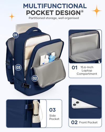 Image of coofay Travel Backpack Carry On Backpack Personal Item Travel Bag Mochila De Viaje Carry On Backpack For Airplanes Traveling Backpack For Women Gym Backpacks College Backpacks Sapphire Blue