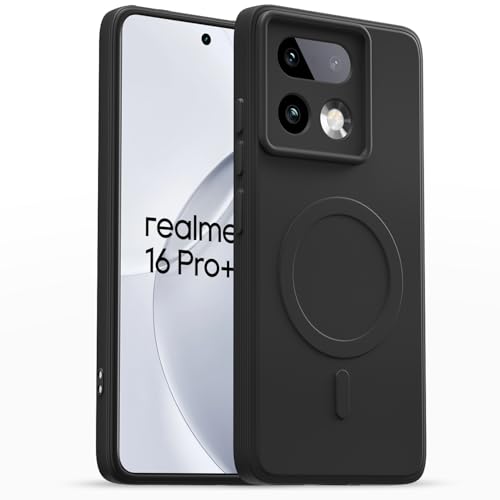 Image of Pikkme Back Cover for Realme 16 Pro Plus 5G Soft Matte Silicone Mag-Safe Design (Mag-Safe Not Support) Camera Protection | Slim Fit Bumper Cover (Black)
