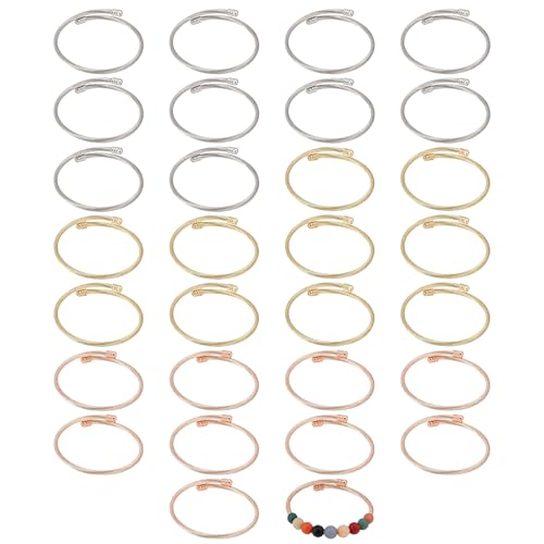Bracelets torsadés réglables en métal lot de 30 joncs fins 0.35 cm argent et or pour bijoux DIY