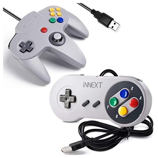 [USB Version] 2 Pack USB Classic Controller, iNNEXT USB N64 & SNES Controller Joystick for Windows PC MAC Linux Raspberry Pi 3 Sega Genesis Higan (Gray)
