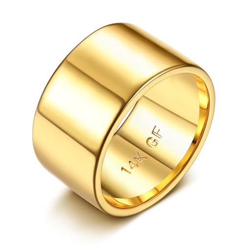 Bague remplie d'or 14K Florideco : anneau épais anti-ternissement durable taille 8