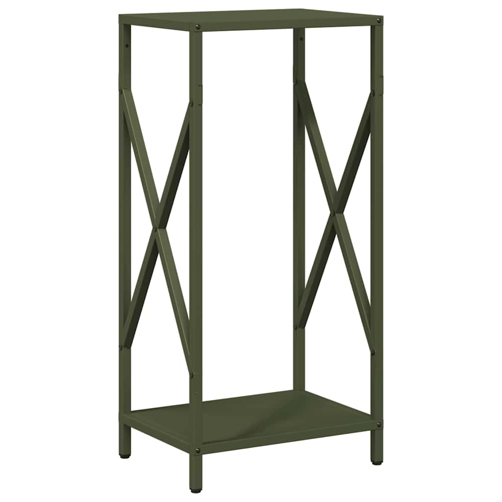 Brokky 864322 Rastrelliera per Legna da Ardere Verde Oliva 34x25x70 cm Legnaia da Esterno in Metallo, Ripiano per Legna da Ardere, Portalegna