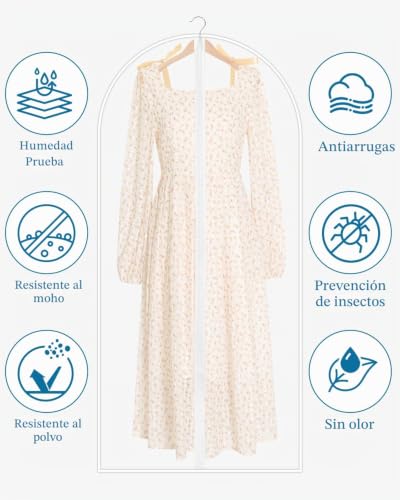Miniatura 3 de Sobeau 8 Fundas De Ropa, Fundas Ropa Armario Transparente 60 X 120 100 Cm, Bolsas Guardar Ropa Antipolvo Impermeable Camisas, Bolsa De Ropa Para Traje, Vestidos, Camisas,Noche Blanco