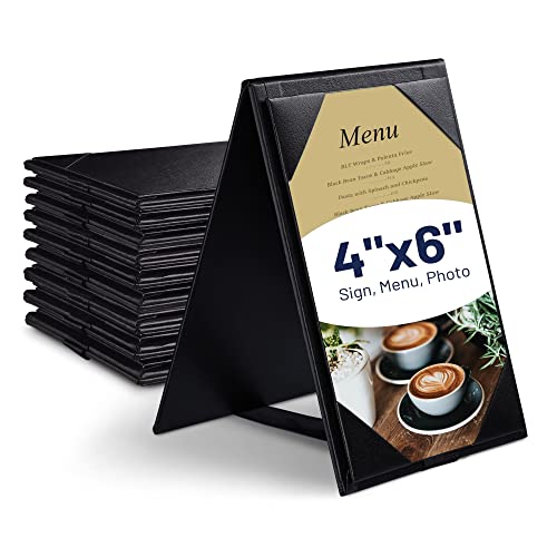 Yescom 10Pcs 4X6Inches Double-Sided Menu A-Frame Holder Table Tent Restaurant Cafe Black Leatherette #TOP2