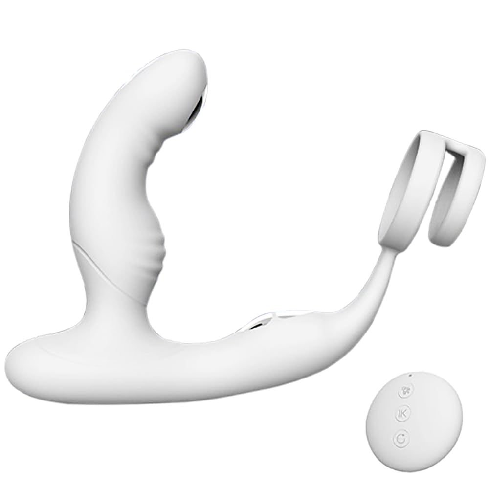 Prostata Stimulation für Männer mit Doppelter Penisring, Paare Elektroschocker Sex Toys mit 10 Elektroschock-Modi & 10 Vibrationsmodi & Heizung, Analvibratoren APP-Fernbedienung