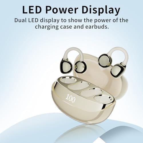 Image of PEICHENG Earbuds Wireless Bluetooth Earphones, 5H Playback 50mAh+400mAh Power Case with Digital Display (Beige)