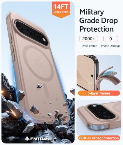 Image of FNTCASE for Google Pixel 11 Pro Case /Pixel 11 Case, with Screen Protector | Fit for Magsafe, Translucent Matte, 14FT Military Grade Drop Protection, Shockproof Protective Phone Cover, Desert Gold