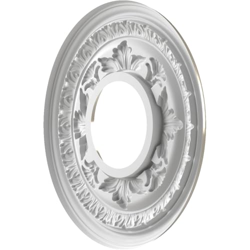 Image of Ekena Millwork CMP10BABCR Baltimore Thermoformed PVC Ceiling Medallion (Fits Canopies up to 4 1 /4 inch), 10 inchOD x 3 1 /2 inchID x 3 /4 inchP, Bright Coat Chrome