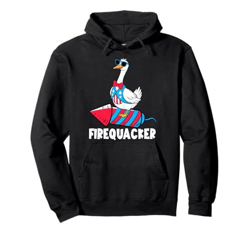 Fire Quacker Funny Meme Duck Fireworks America 4th Of July Pullover Hoodie