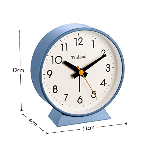 Tinload 4.5" Battery Operated Antique Retro Analog Alarm Clock, Small Silent Bedside Desk Clock With Night Light, Battery Operated, Snooze, For Living Room, Bedroom, Bedside, Desk(Blue) #TOP2
