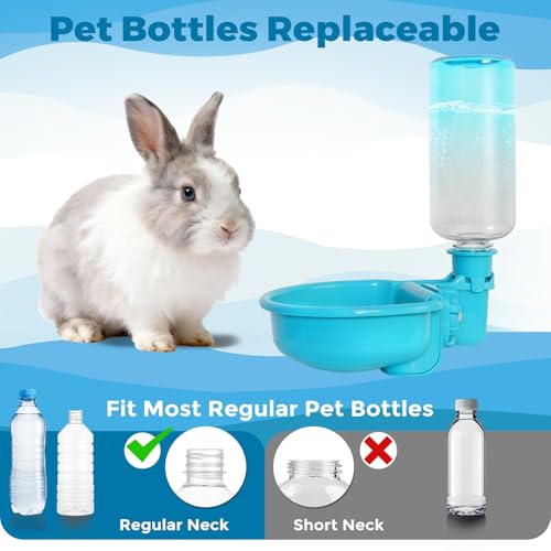 VANNON 16oz Pet Water Bottle, Gravity Dog Water Bowl Dispenser for Cage, Anti-Overflow Water Dispenser for Small Dogs, Cats, Rabbits and Other Small Animals, BPA Free, Gradient Blue by Vannon - Image 2