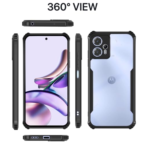 Image of Pikkme Moto G23 Back Cover | Crystal Clear Transparent Back | Ultra Hyrbid | Full Camera Protection | Raised Edge | Bumper Back Case (Black)