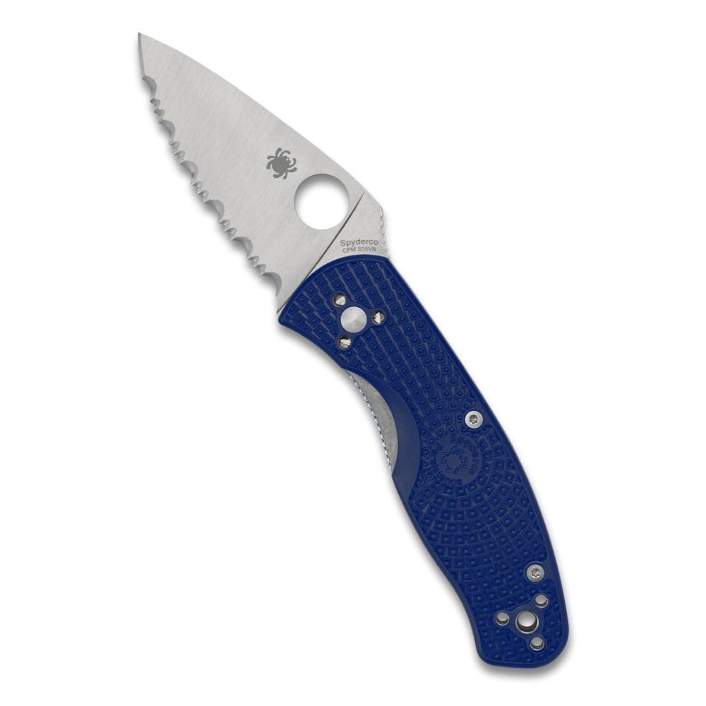 Couteau Spyderco Persistence bleu à dents pliable pour le quotidien