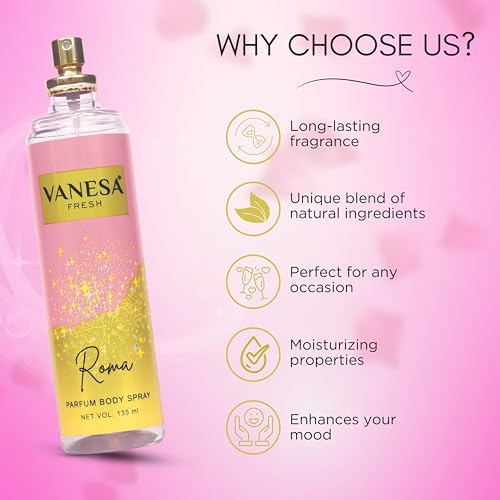 Image of Body Mist Spray Long Lasting Perfume for Women - 135ML Pack of 1 (Roma)