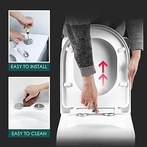 2 Pack Toilet Seat Top Fixings Toilet Seat Hinges Fixing Quick Release Top Fix Blind Hole Hinges Replacement Fittings Expanding Rubber Screws with 50mm Base for Home Office Restroom