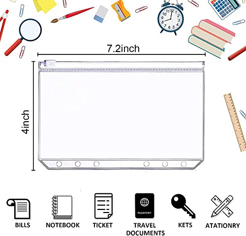 Binder Pockets, Fome 15Pcs A6 6-Hole Zipper Binder Pockets Waterproof Pvc Cash Budget Envelopes Loose Leaf Bag For 6 Ring Refillable Binder Notebook Planner #TOP1