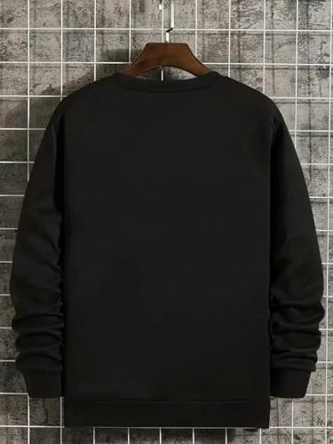 Moletom feminino estampado gráfico gola redonda manga longa ombro caído pulôver tops, Preto, 11 Year