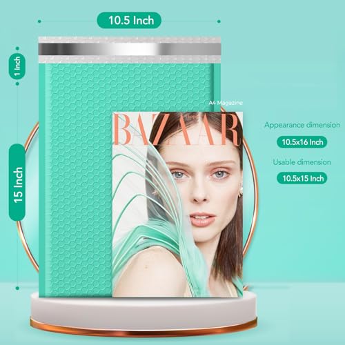 Image of Fuxury 250 Pack Teal Bubble Mailers 10.5x16 Inch, Self Seal Padded Envelopes Waterproof Mailing Envelopes Bubble Padded Cushioning Mailer for Packaging, Small Business Large #5