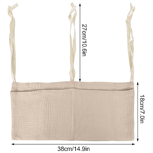 Naapesi Baby Crib Cabin Bedside, Crib Storage Pocket, Hanging Storage Bag, 100% Cotton, 2 Pockets Bedside Hanging - Image 2