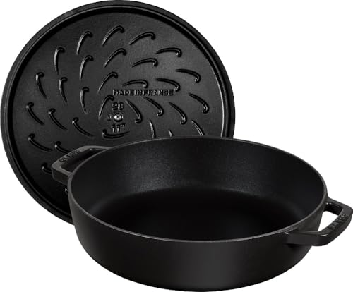 Staub Gusseisen Bräter rund 24 cm 2,5 L mit Chistera Tropfenstruktur