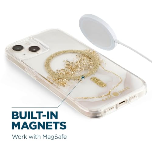Case-Mate iPhone 14/13 Case - Karat Marble [10FT Drop Protection] [Compatible with MagSafe] Luxury Cover with Cute Bling Sparkle for iPhone 14/13 6.1", Anti-Scratch, Shock Absorbent by Case-Mate - Image 5