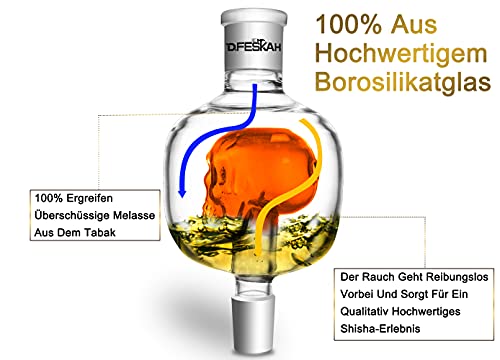 DFESKAH Shisha Molassefänger Totenkopf, Hookah 18/8 Schliff Molassefänger aus Glas, Universal Zubehör geeignet für… – Bild 5