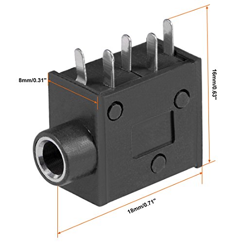 uxcell 6 pcs conector de audio 3.5mm 5 pines para PCB miniatura 3